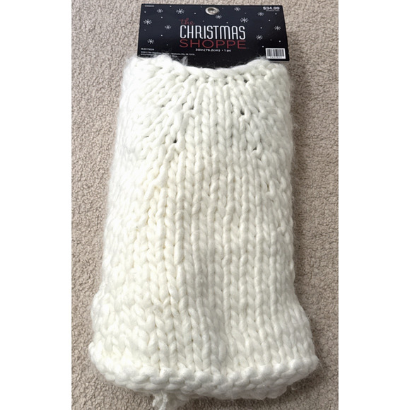 NEW Christmas Shoppe Ivory Chunky Knit Tree Skirt 30" Holiday Decor NIP - Picture 1 of 5